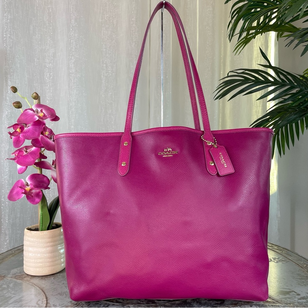 COACH CITY TOTE IN CROSSGRAIN LEATHER F35355 IM/CRANBERRY